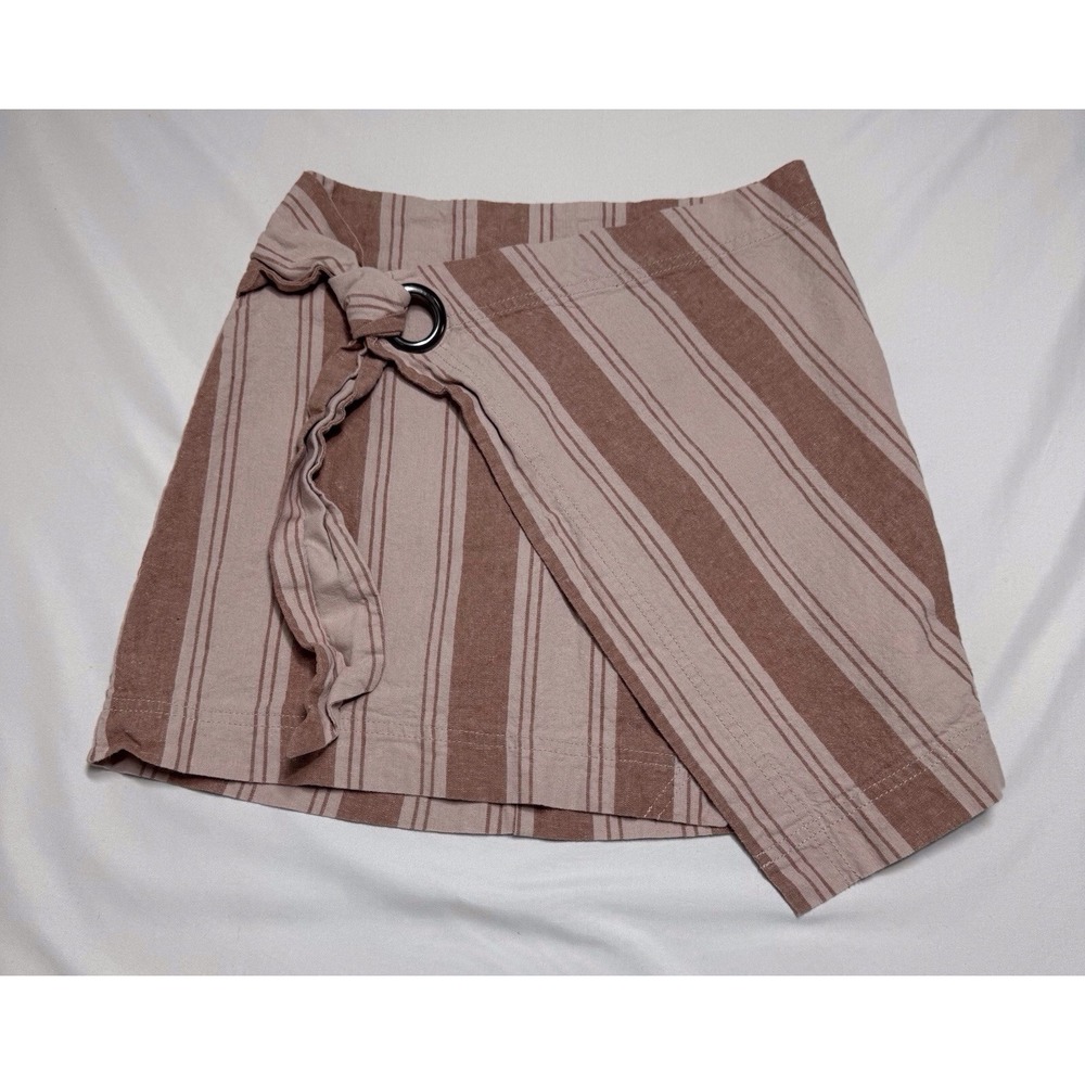 Free People Tuscan Sunrise Pink Striped Wrap Mini‎ Skirt size 2